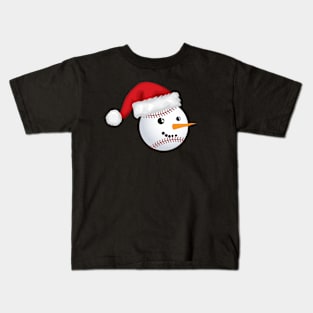 Baseball Santa Hat Snowman Face Kids T-Shirt